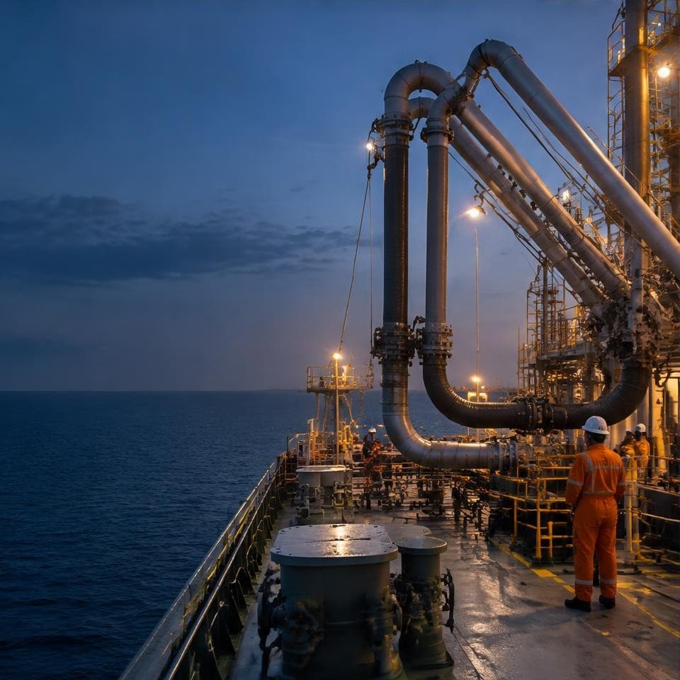 Marine team coordinating a petroleum tanker operation